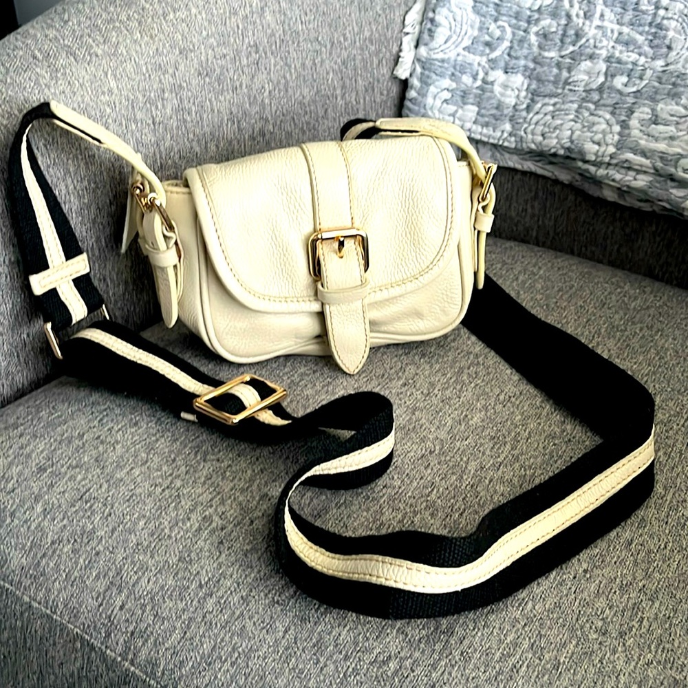 Made in Spain! white/cream leather crossbody bag